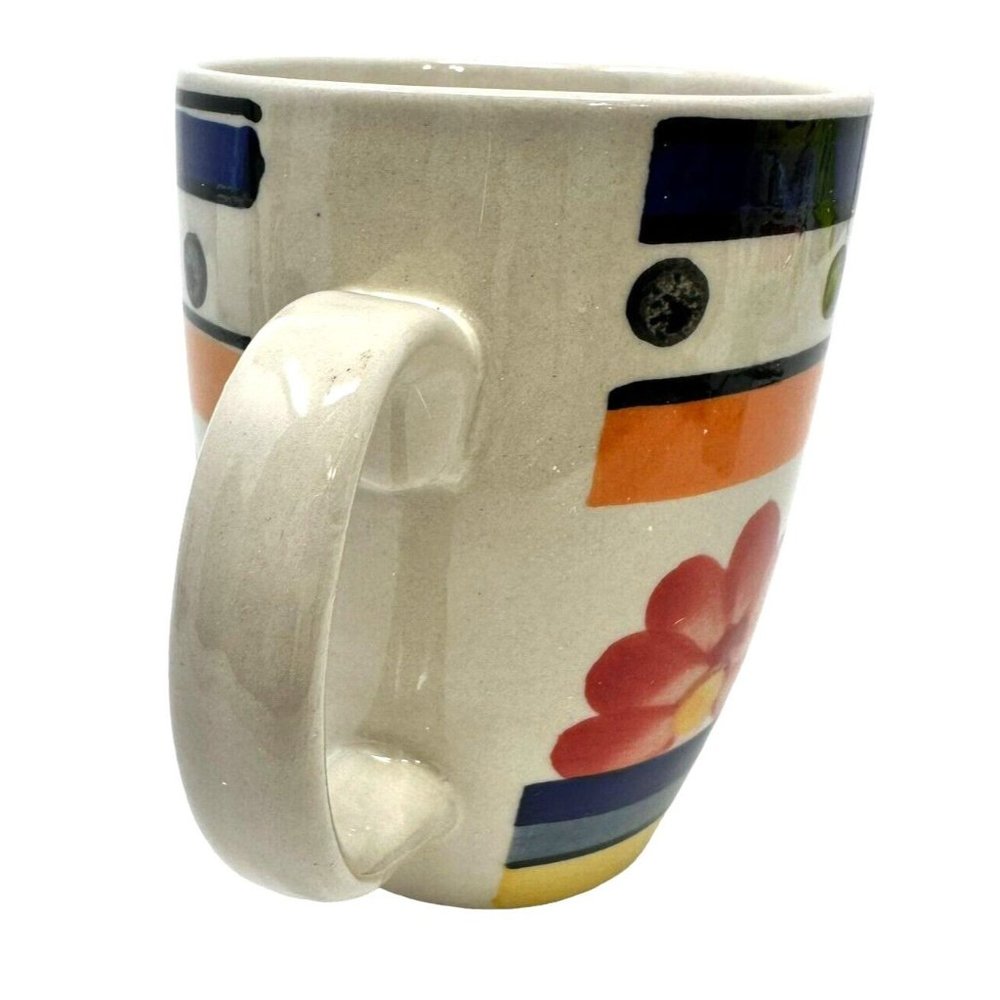 Azul Mug Hand Painted Ceramic Pottery Very Colorful Floral Coffee Tea Cup 10 oz - Picture 5 of 9